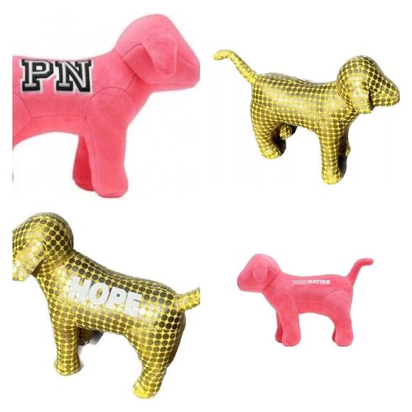 PINK Victoria's Secret Other - VICTORIA SECRET PINK Plush Stuffed Animals Gold Hope Dog and Pink Nation Dog